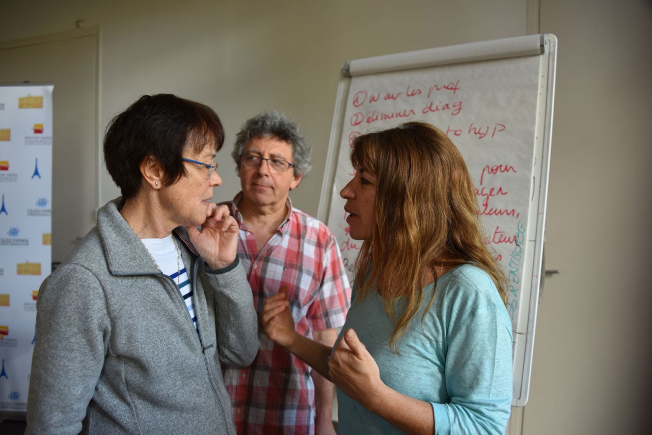 Dr Chantal Wood, Laurent Gross et Sophie Cohen en formation en hypnose à Paris